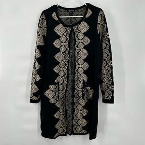Sisters wool blend print duster cardigan size M